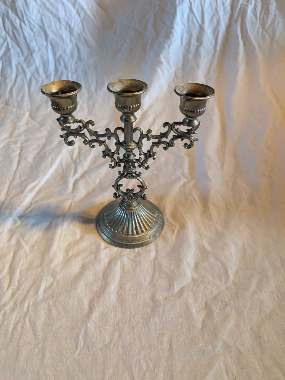 2/60$ Vintage brass Ornamental Three-Arm Candelabra